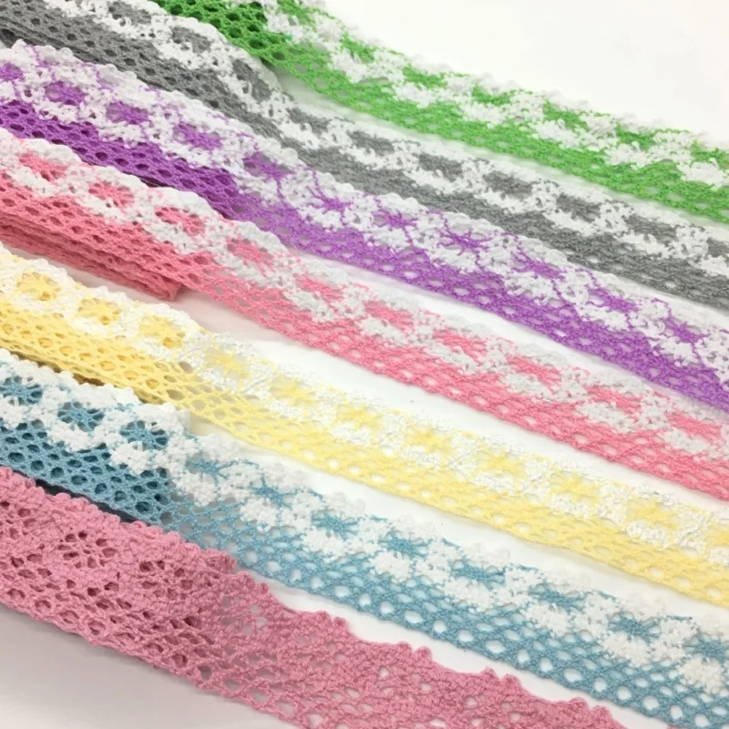 2Y 1.2cm-5cm Colorful Crocheted Cotton Lace Ribbon For Handmade DIY Craft Sewing Christmas Easter Wedding Deco Gift Floral Wrap