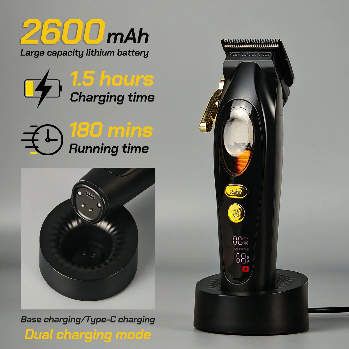 BRDCLIP BRD2035 9900RPM مقص الشعر المهنية DLC تتلاشى شفرة محرك مغناطيسي آلة قاعدة شاحن الحلاق المتقلب 7200 دورة في الدقيقة M3T