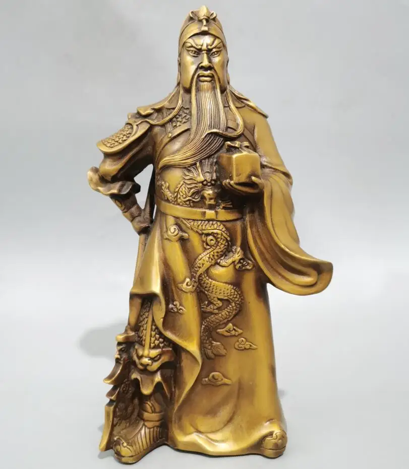 

China brass archaize Guan yu recruit wealth crafts statue