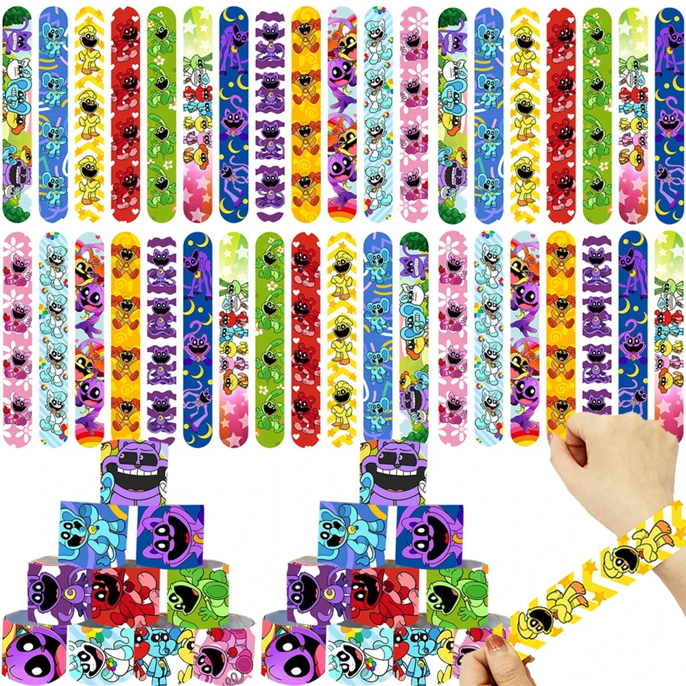 10/30 Pcs Smiling Critters Snap Bracelets Pinata Toy Loot/Party Bag Fillers Slap Wristband for Kids Gifts Birthday Party Favors