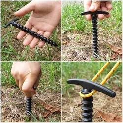10pcs Screw Anchor Stakes Ground Nail Outdoor Camping Tent Pegs Ground Nails Hiking Tent Stakes Pins Windproof Tent Accessories