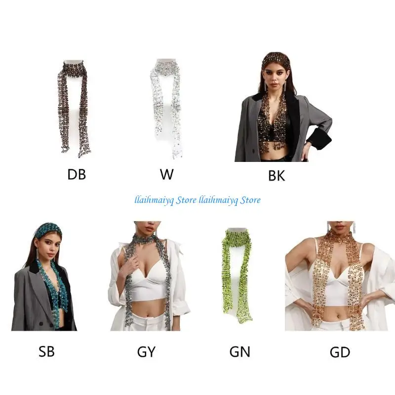 573b Женский шарф с блестящими блестками, блуждающими легким воротником для банкетов