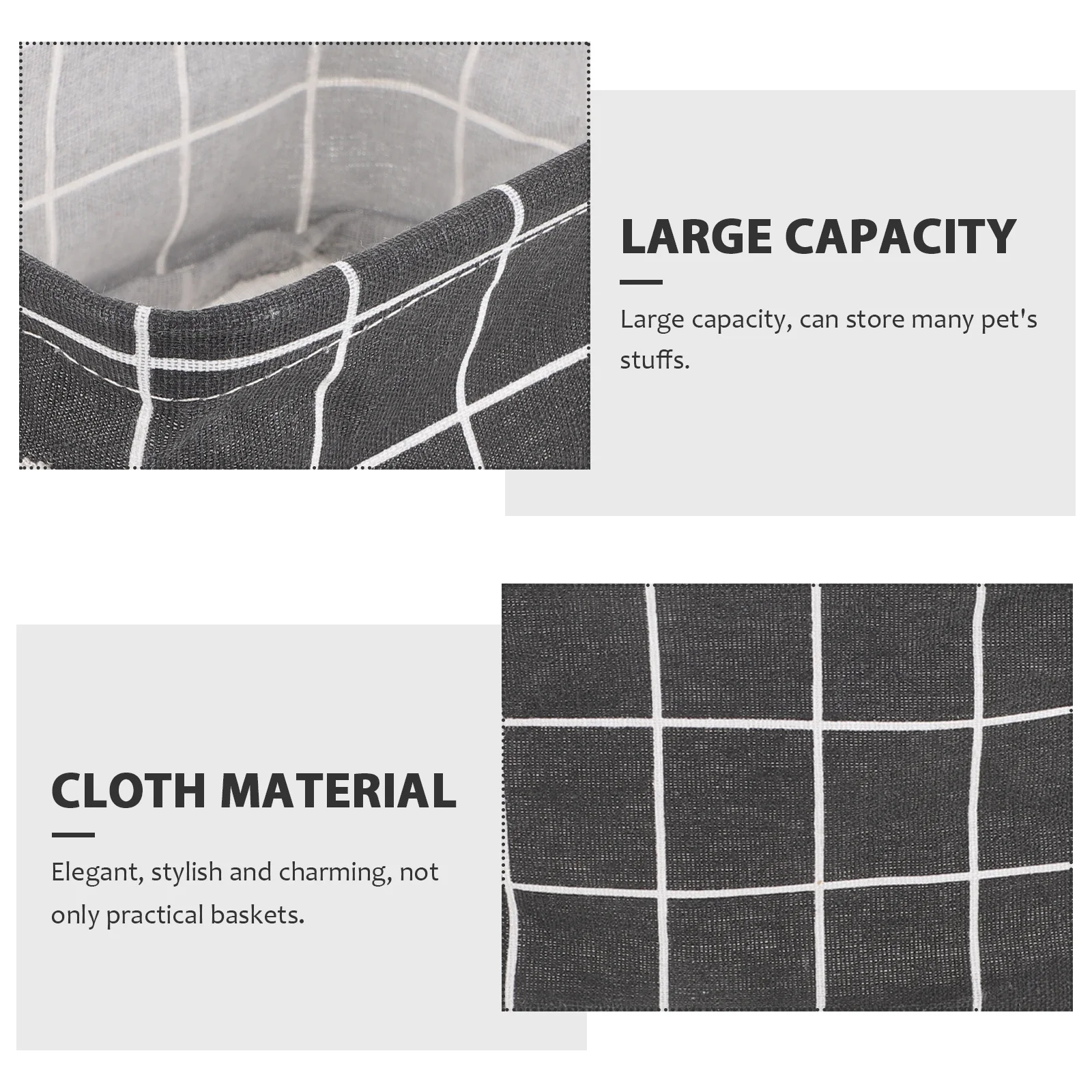 

2Pcs Cotton Linen Storage Basket Sundry Organizer Large Capacity for Home Cabinet Pet's Item Container Laundry Storage
