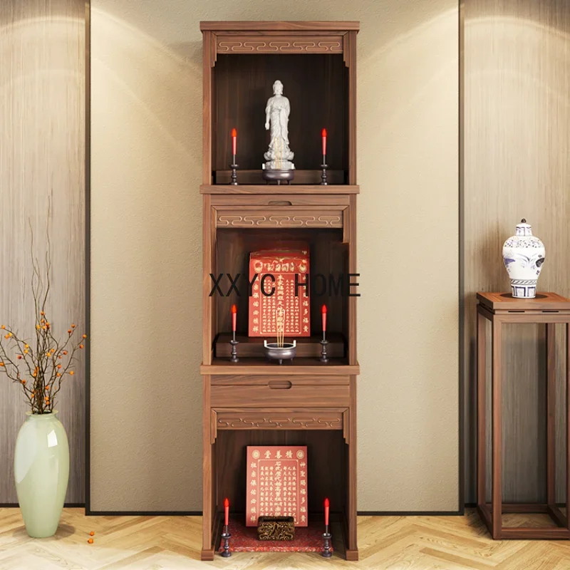 New Chinese Style Solid Wood Buddha Niche Clothes Closet Three-Layer Altar Cabinet Household Altar Cabinet Buddha Cabinet