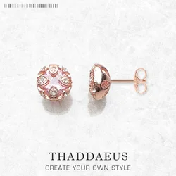 Rose Lotus Stud Earrings Europe Style Glam Fashion Jewerly For Women Gift In 925 Sterling Silver