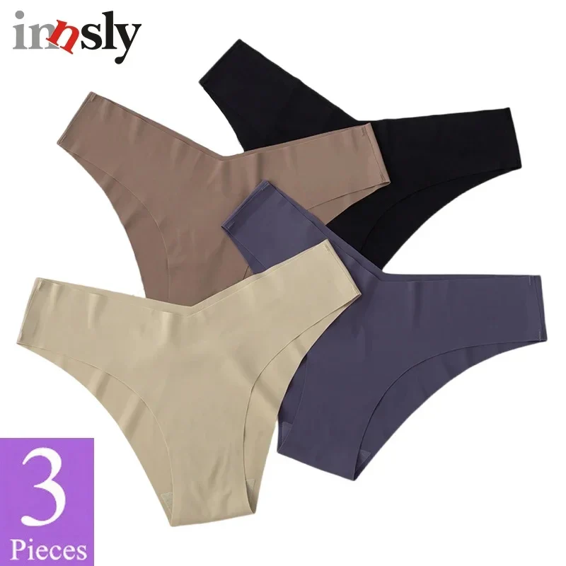 3 Pieces/Set Seamless Panties Women\'s Sexy Brazilian Underwear Cotton Crotch Solid Female Nylon Ice Silk Low Rise Bikini Briefs