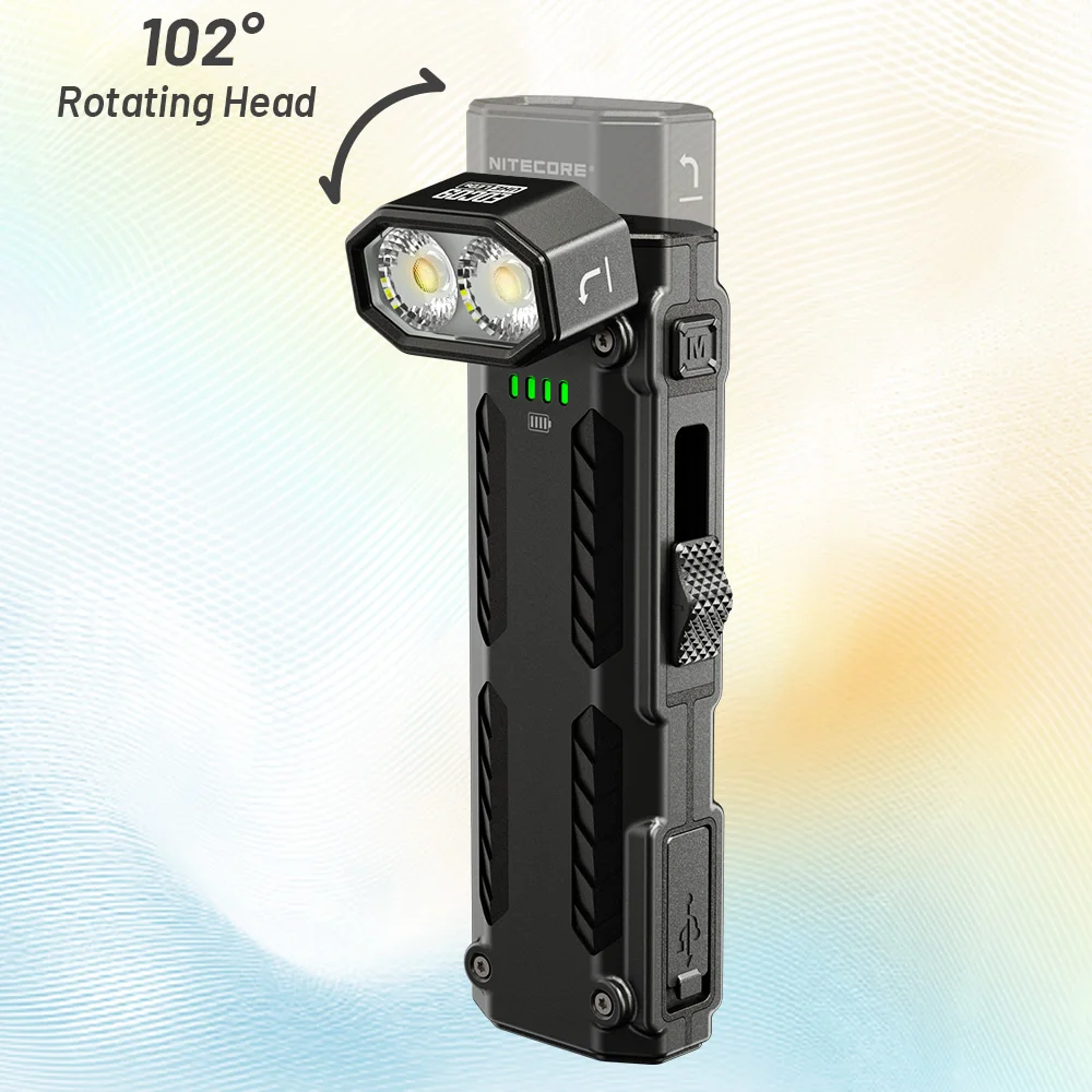Original NITECORE EDC09 1600 Lumens High CRI 3 Color Temperatures LED Rotating Head Adjustable Angle Rechargeable EDC Flashlight
