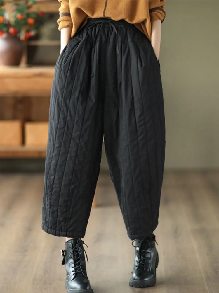 Max LuLu 2022 Womens Winter Fashion Loose Vintage Warm Padded Wide Pants Female Luxury Casual Thicken Trousers Harajuku Clothes