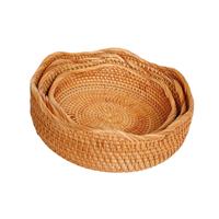 3Pcs Woven Fruit Basket Bread Serving Basket Sundries Organizer Decorative