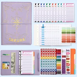 Raccoglitore A6 Budget Planner Notebook Copertine abbronzanti Cartella Raccoglitore a 6 fori Tasche Raccoglitore in plastica Cerniera busta per risparmiare denaro