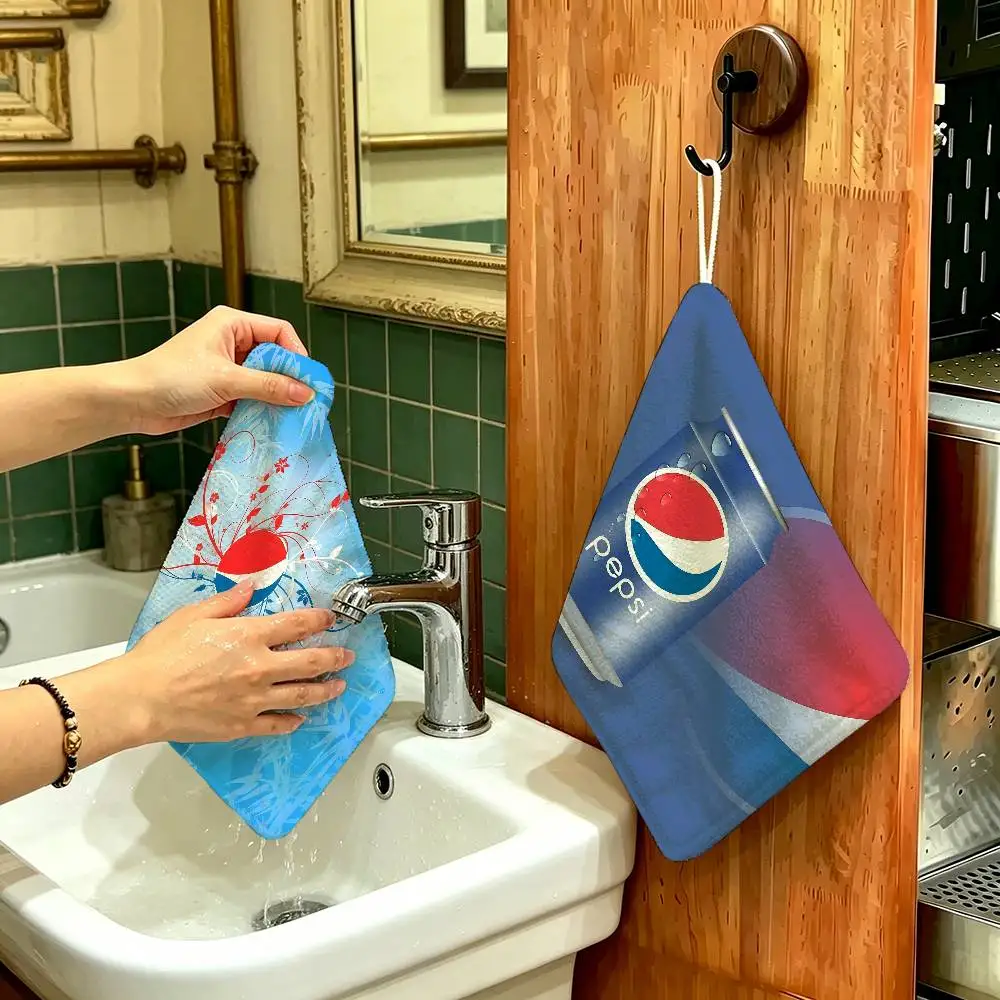 P-Pepsis LOGO Hanging Kitchen Towel, Polyester Cotton Material, Multipurpose Hand Wiping Towel for Family