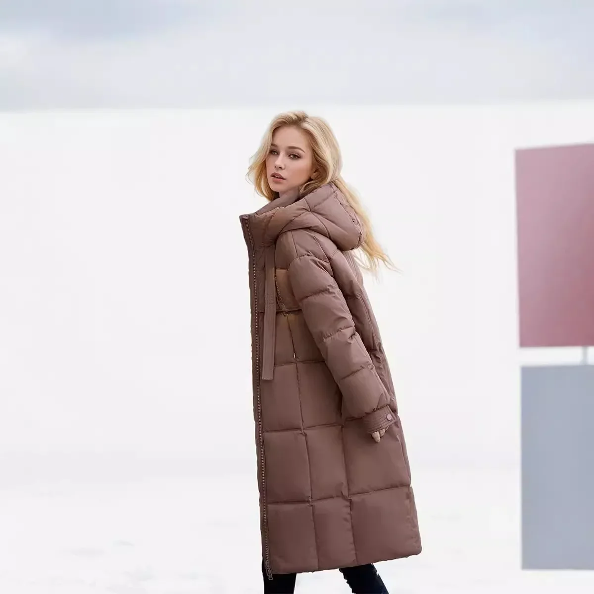 Russian Women\'s Long Down Cotton Jacket 2024 New Winter Women Casual Hooded Parkas Coats Female Pocket Demi-season Jacket Coats