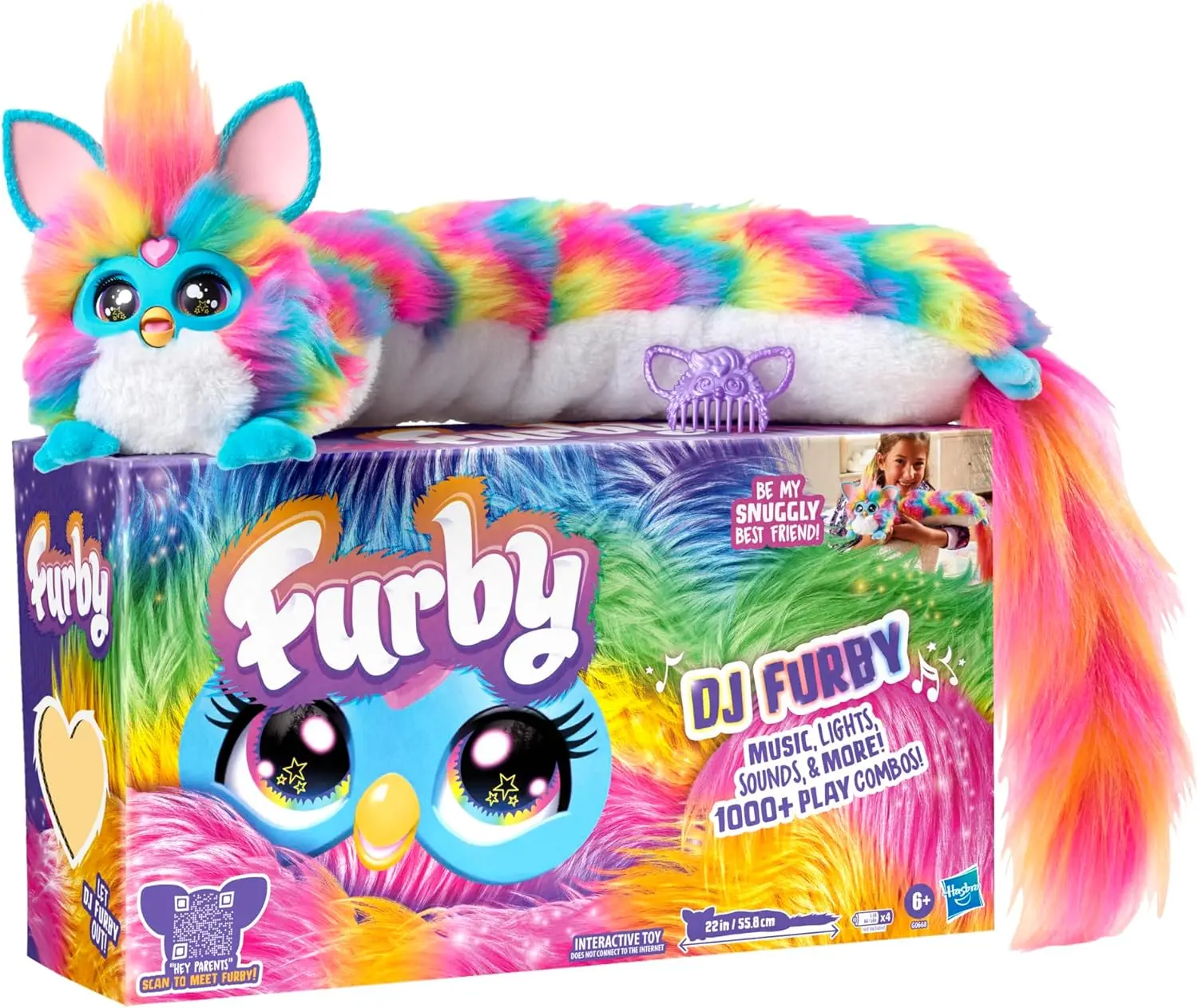 

Interactive Rainbow Plush Toy with Music, Lights, Motion & Games, Speaks English, 32in Long for Ages 6+