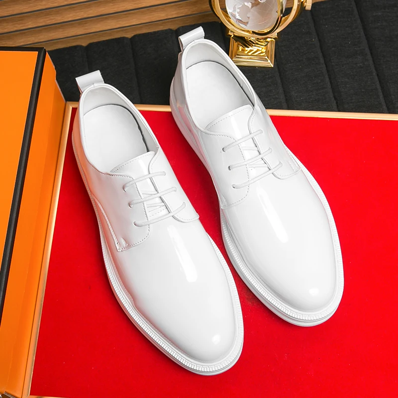 White Classic Office Men Shoes Wedding Men Formal Shoes Luxury Fashion Groom Wedding Shoes Men Oxford Shoes Dress Leather Shoes