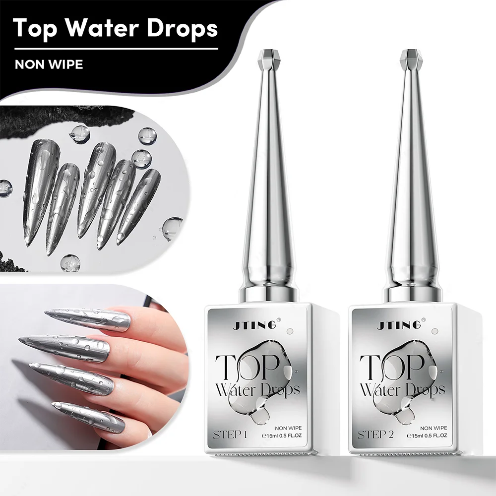 1/2Bottles 15ml 3D Transparent Water Drop Nail Gel Polish New Crystal Plating Non-Wipe UV Soak Off Top Coat Summer Manicure Gel