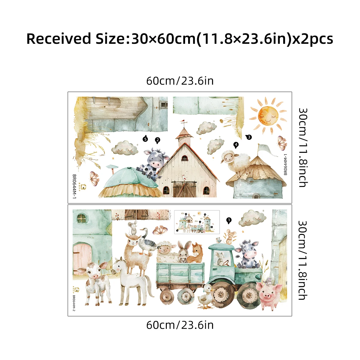 Cartoon Farm House Tractor Cute Animals Naklejki ścienne Home Decor do salonu Naklejki ścienne Dekoracja tła pokoju dziecięcego