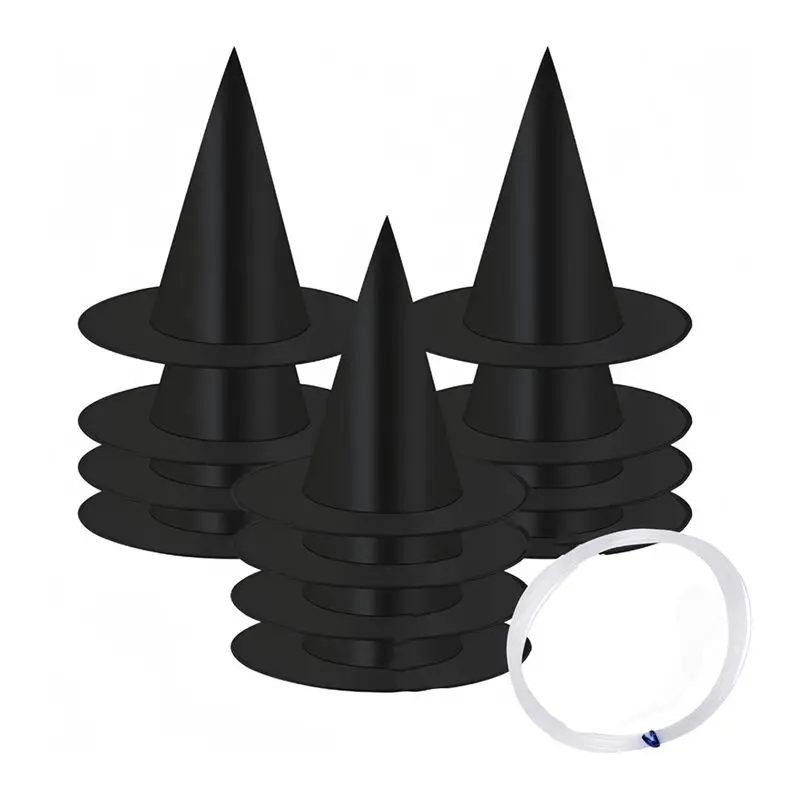 AEE8-12 Pieces Large Halloween Witch Hats, Floating Hanging Witch Hats Halloween Costume Accessories Decoration