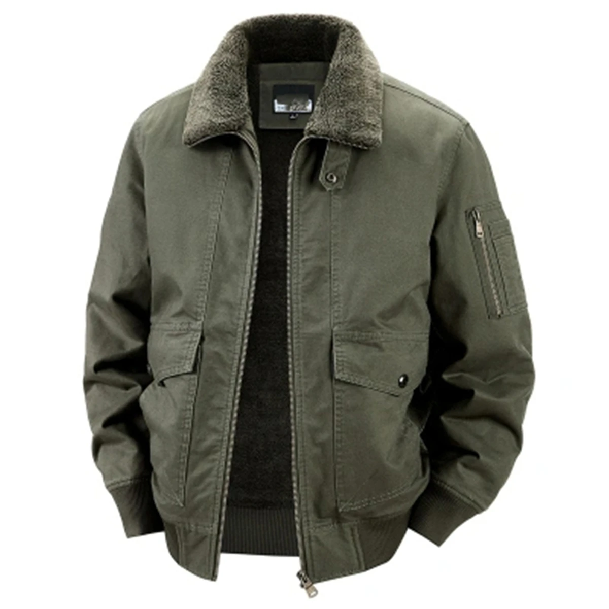 

Men's Cargo Jacket Fleece Lined Winter Bomber Coats Warm Cotton Casual Trucker Cargo Jacket with Multi Pocket Winter Windbreaker