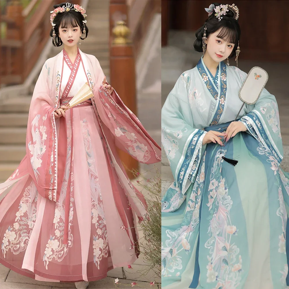 3Pcs/set Chinese Ancient Clothes Hanfu Dress For Women Girl Halloween Party Carnival Cosplay Performance Han Fu Dress Daily Suit