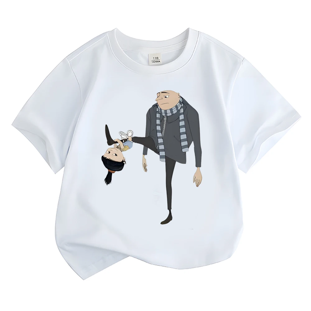 New Gru Cartoon Printed T-shirt Cute High Quality Cotton Children's Tee-shirt Short Sleeved Boys Girls Tshirt Comfortable Tees