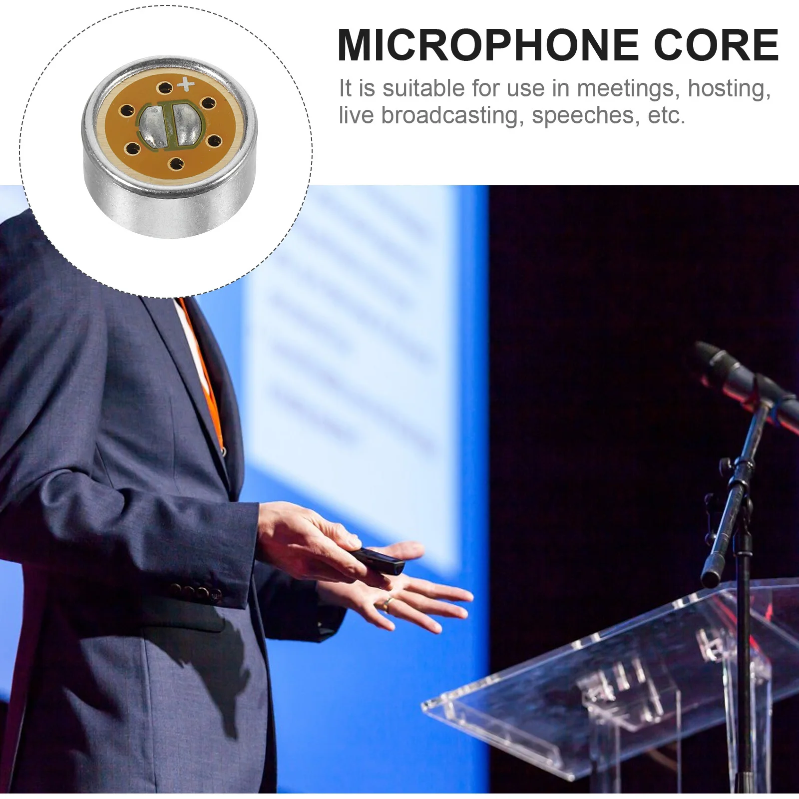 

Handheld Microphone Core Condenser Noise Reduction Clear Pickup for Meeting Live Broadcast Speech Recording Mic Accessory