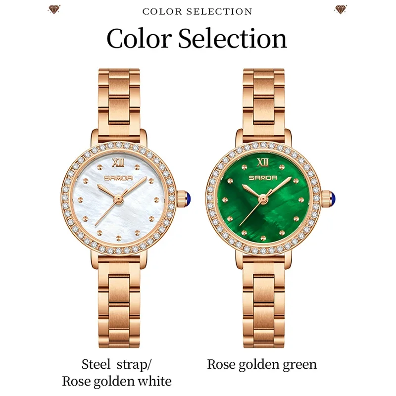 SANDA ساعة نسائية سوار ساعة باند موضة فريتيلاريا مينا تصميم أنيق سبيكة مقاوم للماء ساعة كوارتز نسائية مدمجة هدية