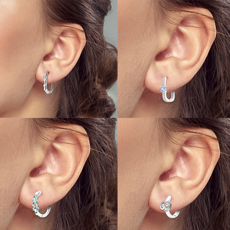 925 Sterling Silber Creolen Pfotenabdruck Blumenstrauß Kleeblatt Lavendel Fisch Bunter Schmuck Geschenk für Frauen und Mädchen – Detail 8