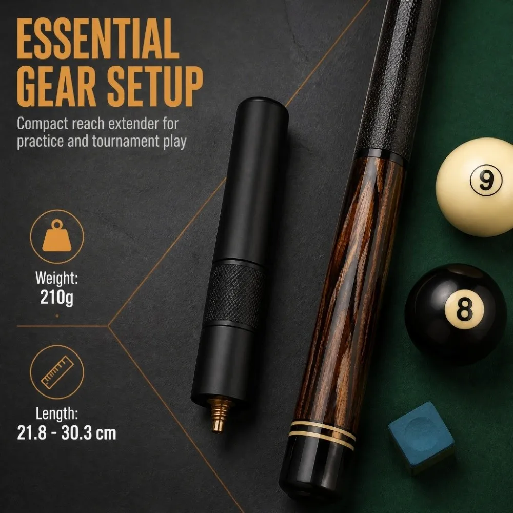 Aluminum Alloy Pool Cue Extension Telescopic Structure Threaded Connector Billiard Extender Textured Grip Length Adjustable