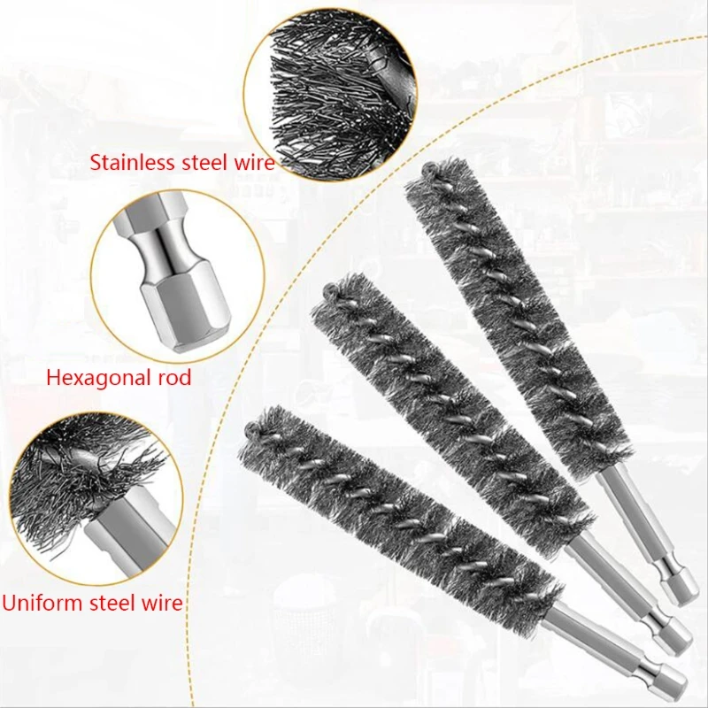 M6CF 6 Pieces Bore Brush Bronze Bore Brush for Cleaning Unfinished Metal Parts