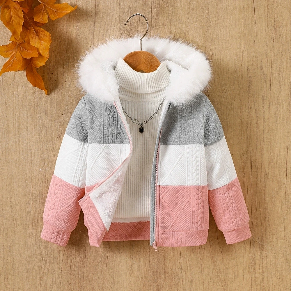 

Kid Girls Hooded Jacket Long Sleeve Zipper Girls Coat for Fall/Winter Baby Girl's Outerwear Children Clothes Outfits For 2-7Y