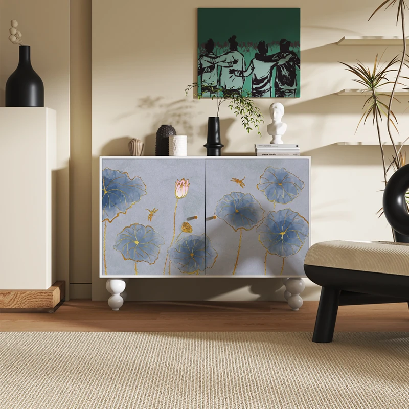 

New Chinese-style high-end entrance partition cabinet Solid wood entrance cabinet Integrated against the wall to enter the home