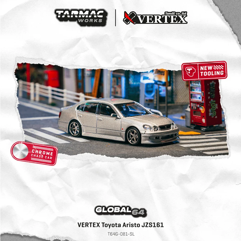 

Предпродажа TW 1:64 VERTEX Toyota Aristo JZS161, серебряная литая под давлением модель автомобиля, коллекция игрушек Tarmac Works