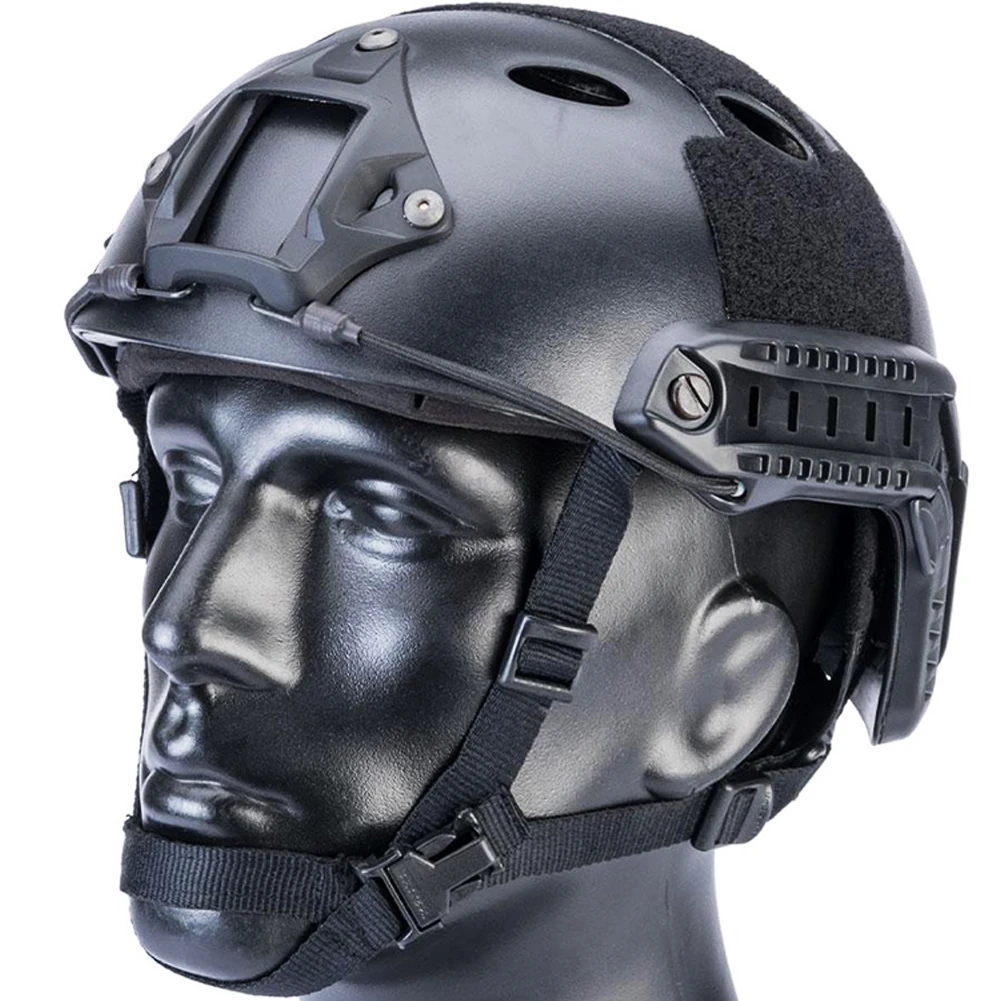 

FAST Tactical Helmet PJ-Type with Neck Adjustment and EPP Cushion, Alloy NVG Shroud And Leather Chin Strap for Paintball Hunting