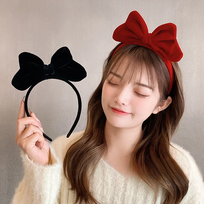 New Women Velvet Bowknot Headband Elegant Soft Large Bowknot Girls Hair Band Party Cute Hair Hoop Girls Headwear Accessories