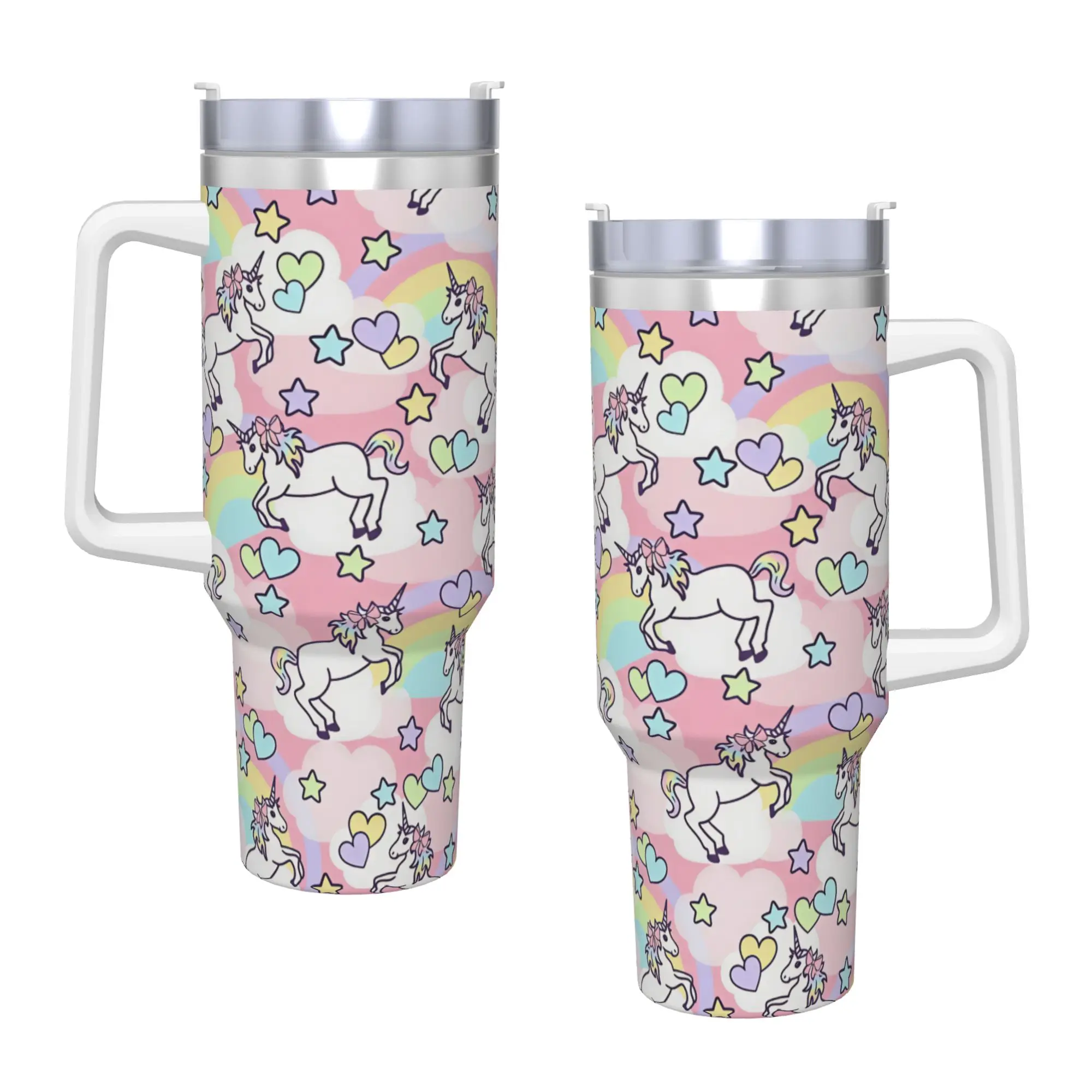 Cute Unicorn Tumbler  Cold and Hot Water Bottle Leakproof Stainless Steel Coffee Mug Custom DIY Travel Car Mugs
