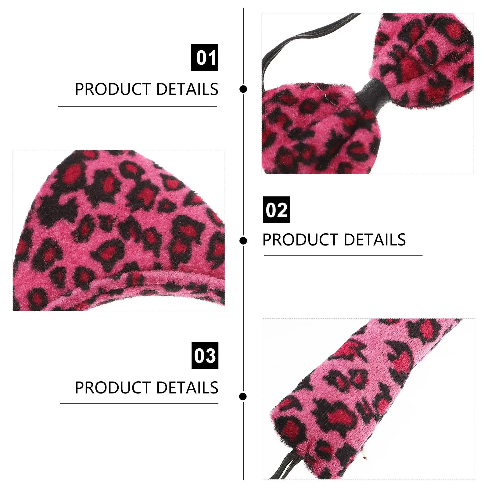 Disfraz de gato de 3 uds para diadema de dibujos animados, diademas para niña, cola de oreja, orejas de leopardo para bebé