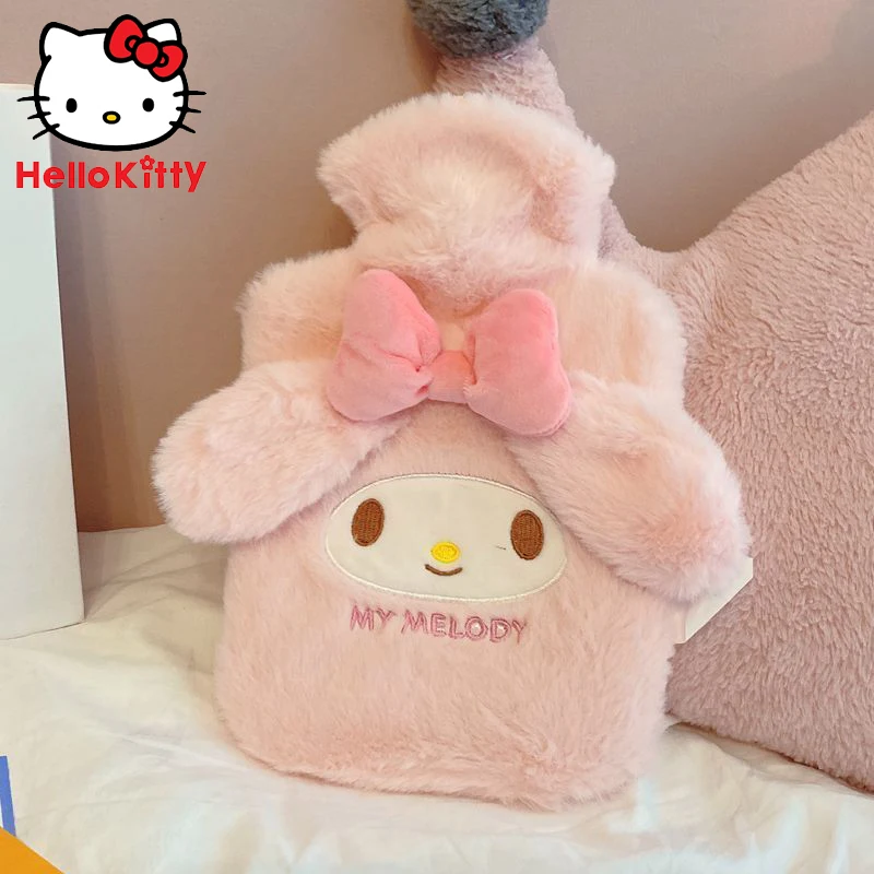 Sanurgente Hello Kitty Cinnamoroll Kuromi Bouteille d'eau chaude portable pour filles, joli dessin animé, chaud et doux, cadeau de Noël, nouveau