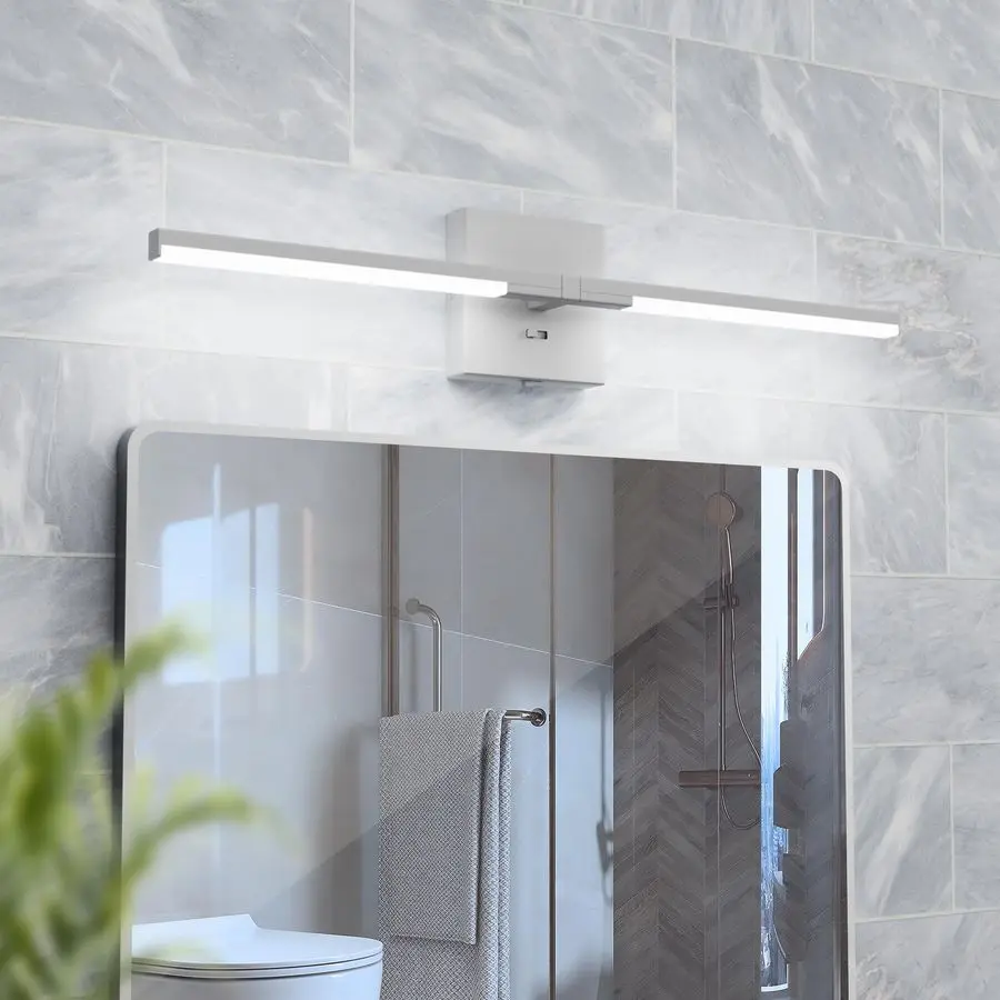 

Светильники для ванной комнаты 24 дюйма, 4 уровня яркости, встроенный диммер, 14 Вт, регулируемая яркость, 5 цветовых температур, светильники над зеркалом, матовый серый цвет.