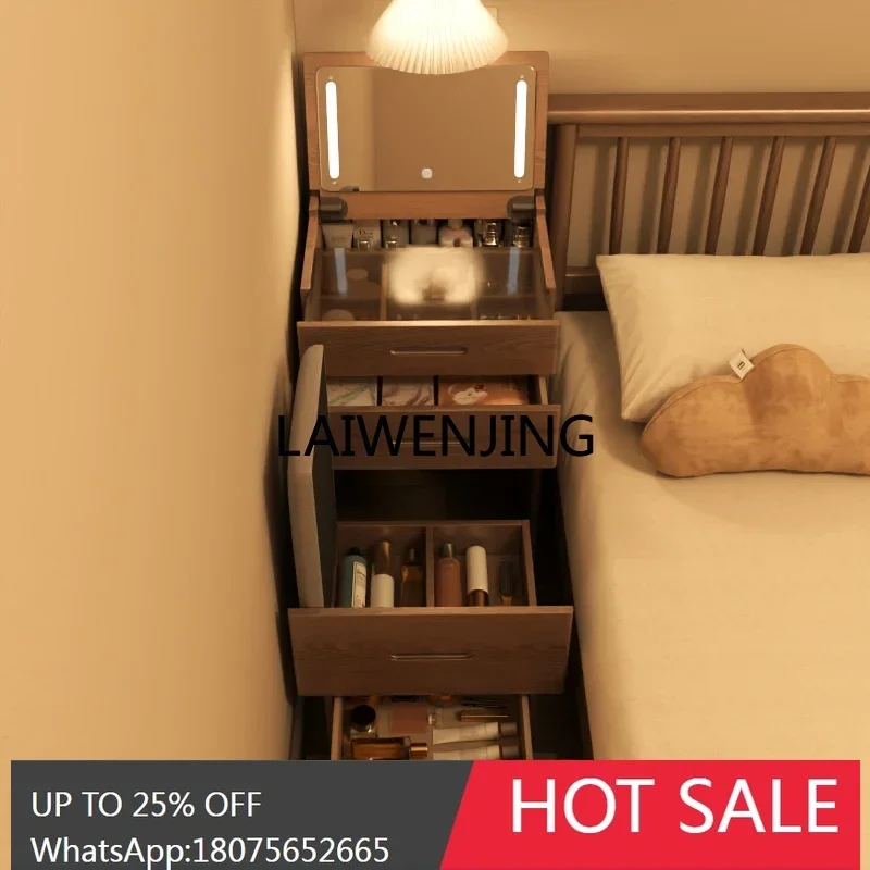 

LYN solid wood dresser small apartment mini flip cover dressing table bedside storage cabinet integrated