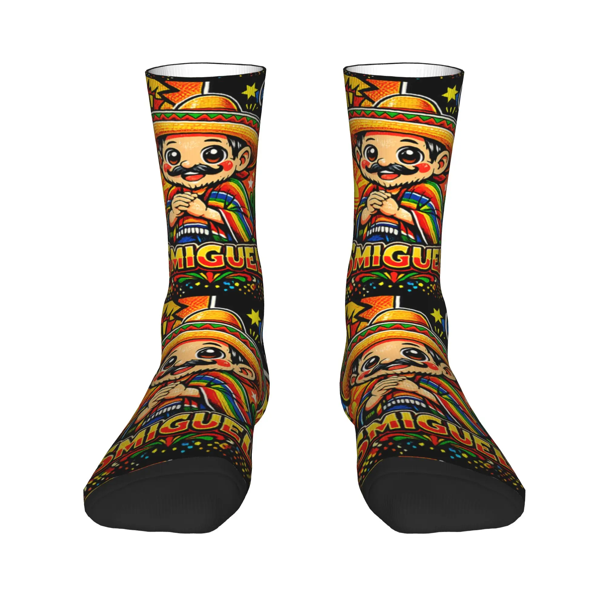 Smiguel Mexican Sombrero Mexican Culture Mashup Stockings Adults Men Soft Cycling Socks Spring Design Non Slip Socks