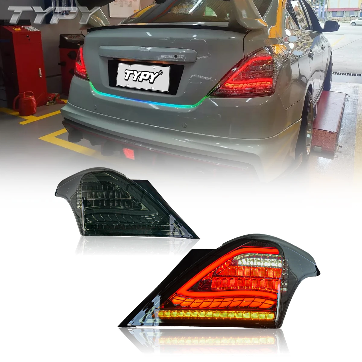 

Full LED module upgrade low with elevated with LED water steering tail light traffic brake lightassembly for Nissan ALMERA 11-16