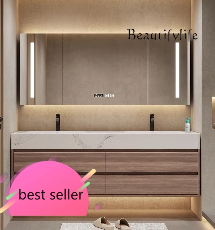 NEW Slate seamless ceramic double basin washstand bathroom cabinet combination toilet washbasin cabinet