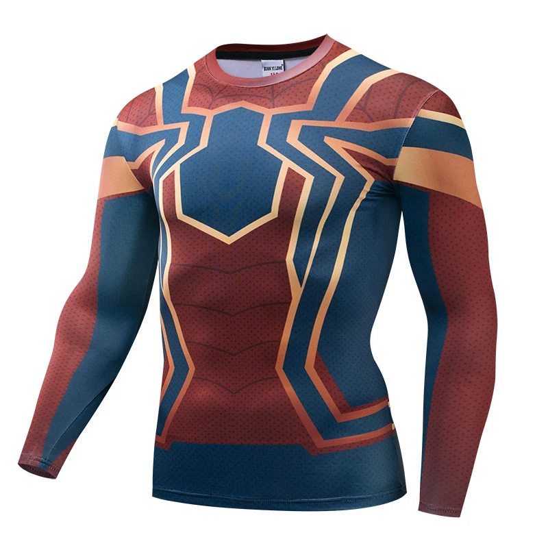 Fashion 3D Spider Pattern Men's T Shirt Casual O-neck Long Sleeve T-shirts Outdoor Run Fitness Sports Tops Autumn Loose Pullover