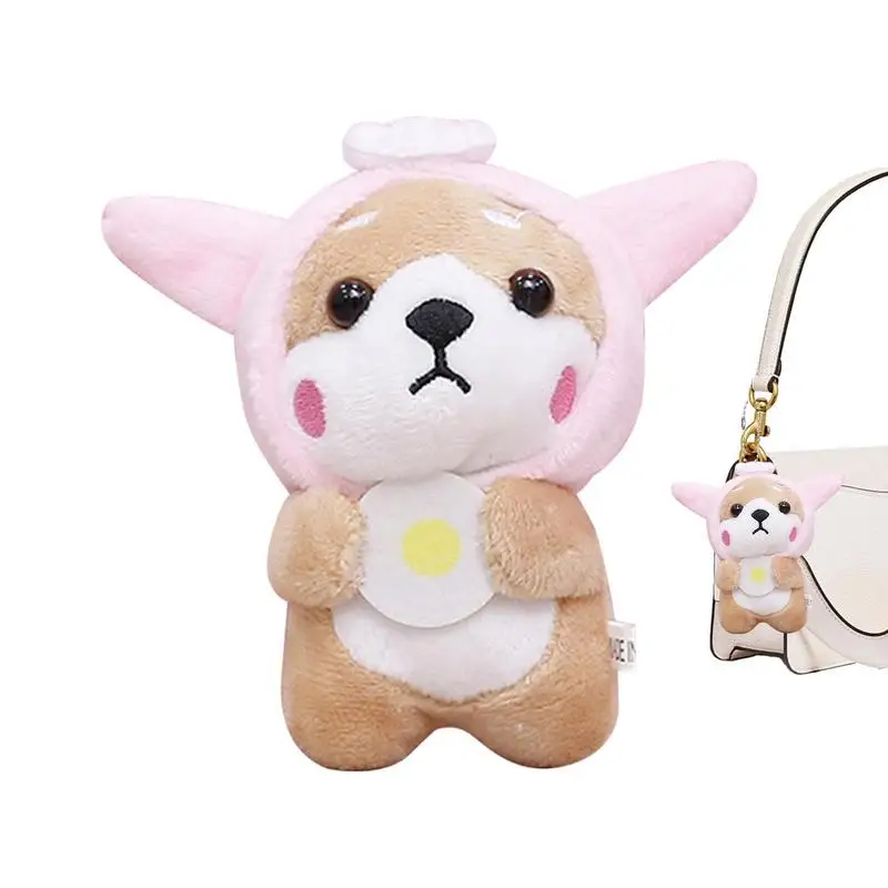 Mini Plush Animal Toy Soft Stuffed Animal Shiba Inu Puppy Pendant Cartoon Plush Toy Cute Backpack Doll Keychain For Kids Adults