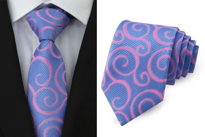 New Classic Men's Silk Tie Paisley Floral Pink Blue JACQUARD WOVEN Handmade Silk Men's Tie Necktie