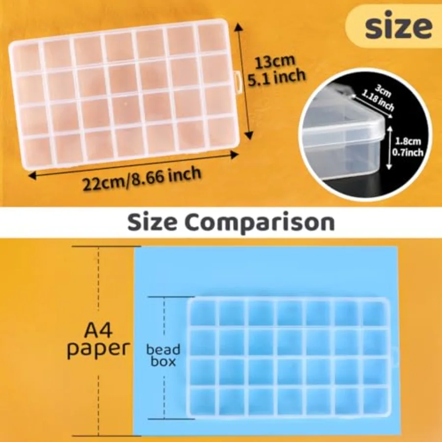 28 Grids Bead Organizer, Craft Organizers and Storage, Acrylic Organizers, Plastic Bead Organizer Box for Crafts Organizing Sto