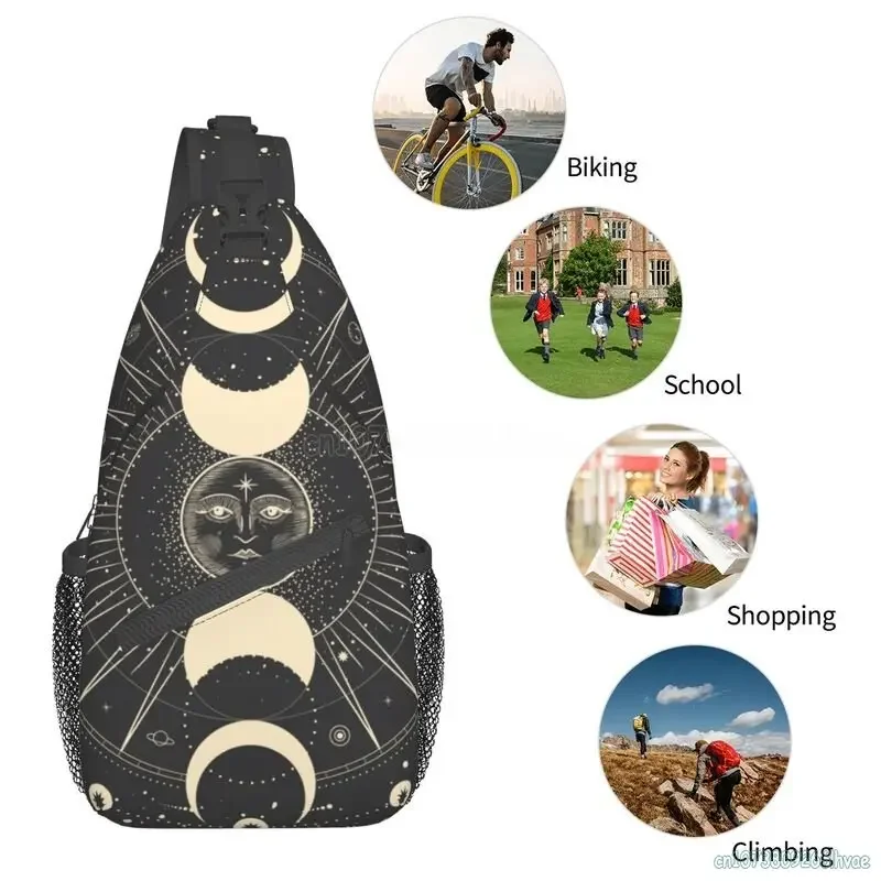 Moon Star Mystic Sun Astrology Tarot Goth Sling Backpack Unisex Chest Bags Crossbody Travel Hiking Daypack Casual Shoulder Bag