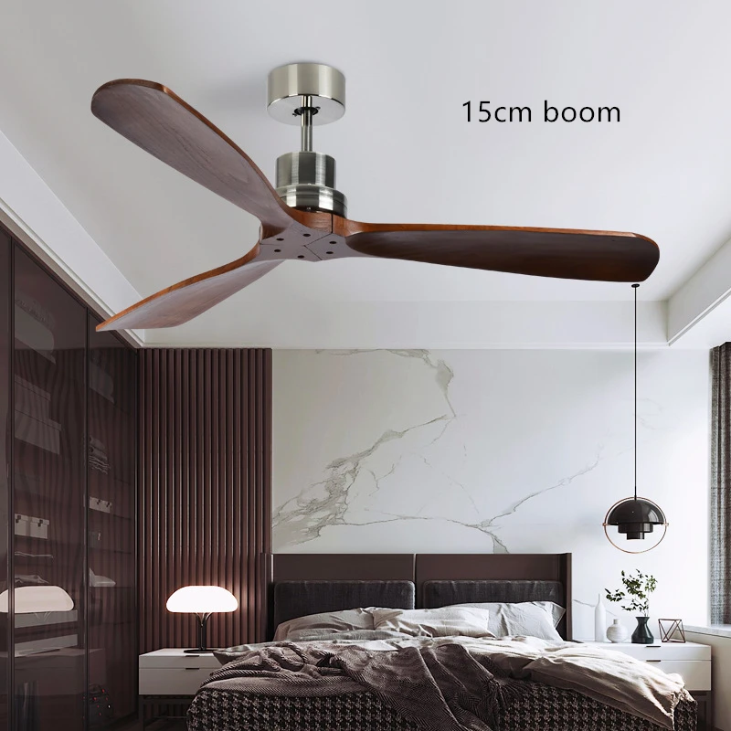 Wood 52 Inch Ceiling Fan Propeller Wooden Blade Large Fans With Blades And Control For Stretch Ceilings Silent Bedroom Home Loft