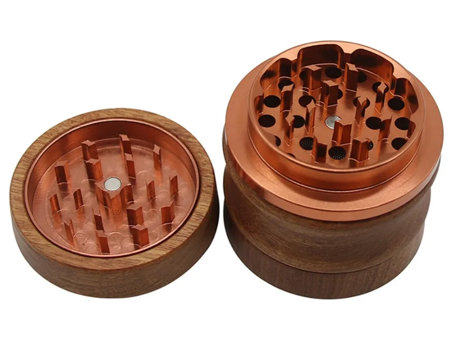 

High Quality 65mm/2.6Inch Sapele Wood Herb Grinder With 4 Aluminum Teeth New Arrival for Packaging Application