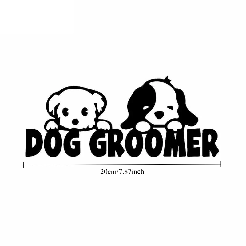 Funny Dog Groomer Vinyl Car Sticker,Cute Puppy Silhouette Waterproof PVC Decal for Car Window,Pet Grooming Shop Decor
